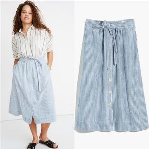 Madewell Palisade Button-Front Midi Skirt